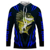 Maxcorners Angry Bass Fishing Custom Long sleeve Fishing Shirts, Bass fish reaper fishing jerseys | blue LM0201