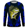 Maxcorners Angry Bass Fishing Custom Long sleeve Fishing Shirts, Bass fish reaper fishing jerseys | blue LM0201