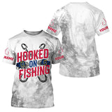 Maxcorners Hooked On Fishing North Carolina Flag Custom Long Sleeve Fishing Shirts For Men And Women MT2108