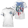 Maxcorners American Flag Striped Bass Fishing Custom Long Sleeve Shirts, Patriotic Saltwater Fishing Shirt LM0501