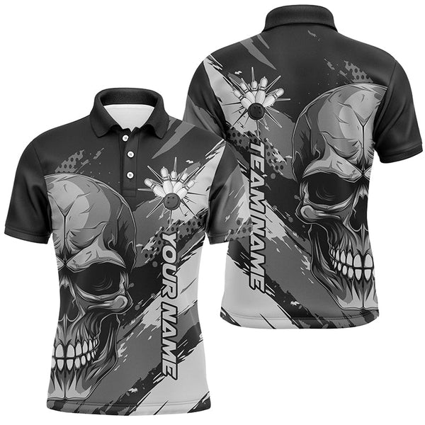 Maxcorners Personalized Skull Bowling Shirt For Men Custom Team'S Name Flame Bowler Jerseys