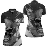 Maxcorners Personalized Skull Bowling Shirt For Women, Custom Team'S Name Flame Bowler Jerseys