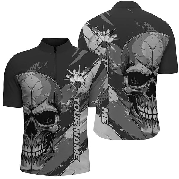 Maxcorners Personalized Skull Bowling Shirt For Men Custom Team'S Name Flame Bowler Jerseys