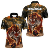 Maxcorners Orange Thunder Lightning Custom Flame Tiger Bowling Polo Team Shirts For Men Bowlers Outfit