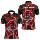 Maxcorners Red Thunder Lightning Custom Flame Tiger Bowling Polo Team Shirts For Men Bowlers Outfit