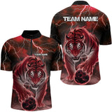 Maxcorners Red Thunder Lightning Custom Flame Tiger Bowling Polo Team Shirts For Men Bowlers Outfit