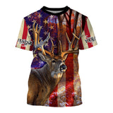 Maxcorners Custom Name American Flag Deer Hunting 3D All Over Printed Clothes