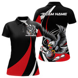 Maxcorners Custom Black And Red Eagle Bowling Men Polo Shirts, Eagle Bowling Team Jerseys