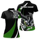 Maxcorners Custom Black And Green Eagle Bowling Men Polo Shirts, Eagle Bowling Team Jerseys