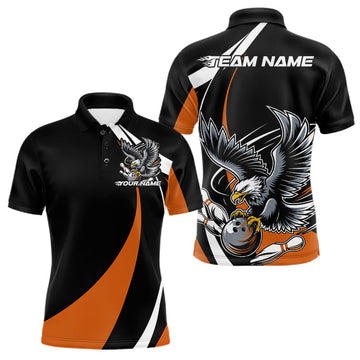 Maxcorners Custom Black And Orange Eagle Bowling Jerseys, Eagle Bowling League Shirt Team Uniform LM2602