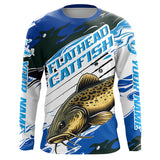 Maxcorners Custom Flathead Catfish Fishing Jerseys, Catfish Long Sleeve Tournament Fishing Shirts | Blue Camo LM2408