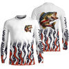 Maxcorners Personalized American Flag Bass Long Sleeve Fishing Shirts, Patriotic Bass Fishing Gifts LM0201
