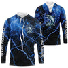 Maxcorners Black And Blue Thunder Lightning Chinook Salmon Fishing Custom Long Sleeve Saltwater Fishing Shirts LM0201