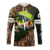 Maxcorners Custom Largemouth Bass Fishing Camo Long Sleeve Fishing Shirts, Bass Tournament Fishing Jerseys LM0201