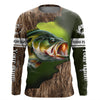 Maxcorners Custom Largemouth Bass Fishing Camo Long Sleeve Fishing Shirts, Bass Tournament Fishing Jerseys LM0201