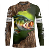 Maxcorners Custom Largemouth Bass Fishing Camo Long Sleeve Fishing Shirts, Bass Tournament Fishing Jerseys LM0201