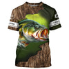 Maxcorners Custom Largemouth Bass Fishing Camo Long Sleeve Fishing Shirts, Bass Tournament Fishing Jerseys LM0201