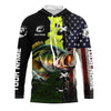 Maxcorners Personalized American Flag Bass Fishing Shirts, Patriotic Bass Tournament Fishing Shirts LM0201