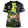 Maxcorners Personalized American Flag Bass Fishing Shirts, Patriotic Bass Tournament Fishing Shirts LM0201