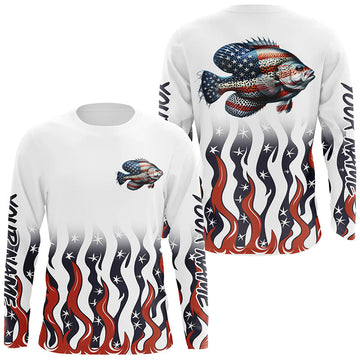 Maxcorners Personalized American Flag Crappie Long Sleeve Fishing Shirts, Patriotic Crappie Fishing Gifts LM0501