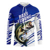 Maxcorners Personalized Bass Fishing Jerseys, Bass Long Sleeve Tournament Fishing Shirts | Blue LM0201