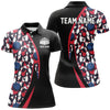 Maxcorners Red, White And Blue Bowling Ball And Pins Pattern Custom Bowling Team Jerseys