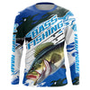 Maxcorners Custom Largemouth Bass Fishing Jerseys, Bass Long Sleeve Tournament Fishing Shirts | Blue Camo LM0201