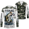 Maxcorners Bass Fishing Camo Custom Long Sleeve Fishing Shirts, Personalized Bass Fishing Jerseys LM0201