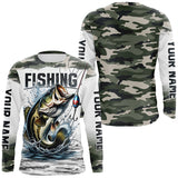 Maxcorners Bass Fishing Camo Custom Long Sleeve Fishing Shirts, Personalized Bass Fishing Jerseys LM2408