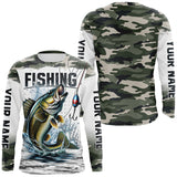 Maxcorners Walleye Fishing Camo Custom Long Sleeve Fishing Shirts, Personalized Walleye Fishing Jerseys LM2408