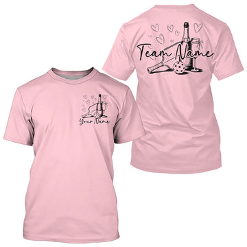Maxcorners Custom Pink Pickleball T-Shirts For Men, Pickleball And Wine Lovers Uniform LM0803