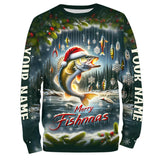 Maxcorners Custom Walleye Christmas Fishing Shirts Full Printing Shirts Fishing Gifts For Men, Women And Kids LM2408