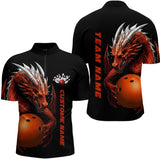 Maxcorners Red Flame Bowling Team Dragon Customized Name And Team Name 3D Shirt