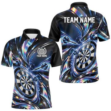 Maxcorners Custom Holographic Dart Team Men Polo Shirt, Dart Jersey Dart League Shirt