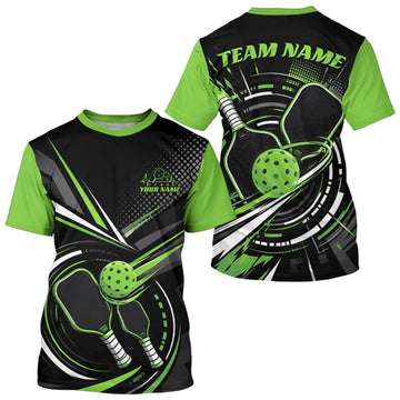 Maxcorners Custom Black And Green Pickleball Ball And Paddles Pickleball Men T-Shirts LM0609