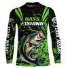 Maxcorners Customized Bass Fishing Long Sleeve Tournament Shirts, Bass Fishing Gifts For Fisherman | Green LM0201