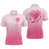Maxcorners Custom Pink Heart Pickleball Polo Shirts For Men, Valentines Pickleball Couple Shirts