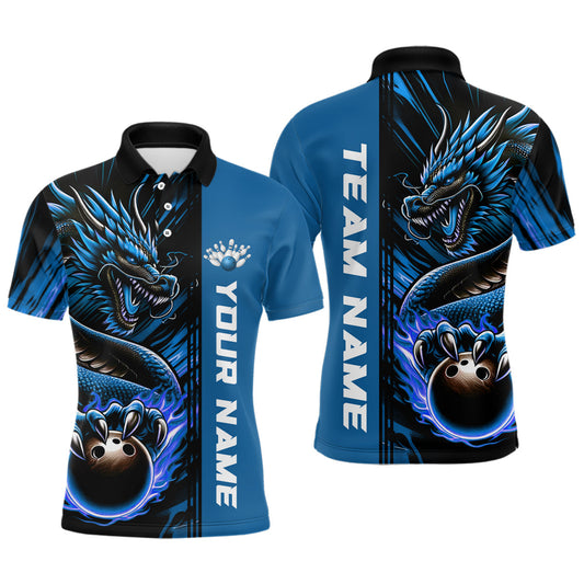 Max Corner Bowling and Pins Strike Bowling Water Dragon Hug Multicolored Bowling jerseys Custom Name And Team 3D Polo Shirt