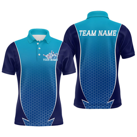 Maxxcorners Custom Blue Bowling Team Polo Shirts For Men, Blue Bowling Jerseys Team Uniform MT0307