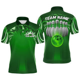 Maxcorners Custom Green Bowling Tournament Bowling Polo Shirts For Men With Team Name MT1006
