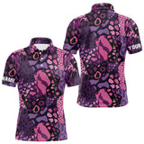 Maxcorners Pink and purple animal prints pattern Mens Golf Polo Shirts Custom Mens golf tops, golfing gifts MT1007