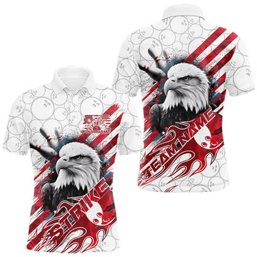 Maxcorners Custom Patriotic Eagle Bowling Shirts For Men, US Flag Bowling League Team Shirt LM1203