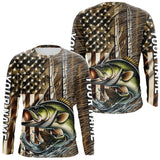 Maxcorners Custom Patriotic Camouflage American Flag Rod Largemouth Bass Long Sleeve Fishing Shirts LM0607