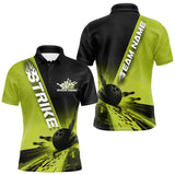 Maxcorners Custom Black And Green Strike Bowling Polo Shirts For Men, Bowling Team Uniform LM2707