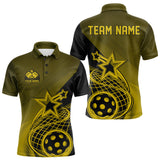 Maxxcorners Custom Yellow Pickleball Star Polo Shirts For Men, Outdoor Pickleball Team Uniform MT0307