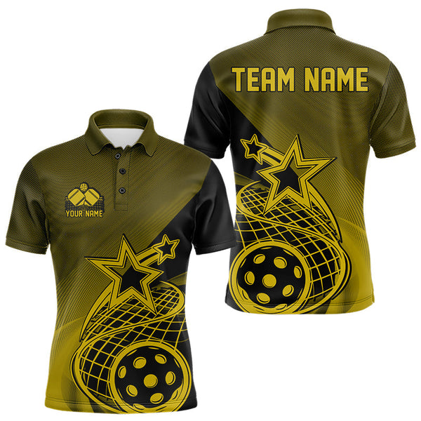 Maxxcorners Custom Yellow Pickleball Star Polo Shirts For Men, Outdoor Pickleball Team Uniform MT0307