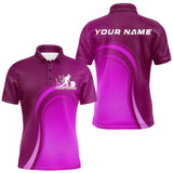 Maxcorners Custom Purple Bowling Team Polo Shirts For Men, Bowling Tournament Bowling League Shirt TU0506