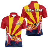 Maxcorners Custom Arizona Flag Bowling Team Polo Shirts For Men, Bowling Tournament Shirt MT1006