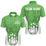 Maxcorners Custom Green Camo Bowling Team Polo Shirts For Men, Bowling Jerseys Bowler Outfit LM0803