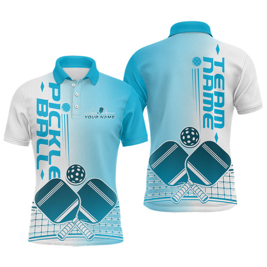 Maxcorners Custom Blue Pickleball Team Polo Shirts For Men, Pickleball League Shirt LM2206